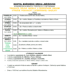 Oznamy Dolný kostol na 32.nedeľu cez rok A - 
